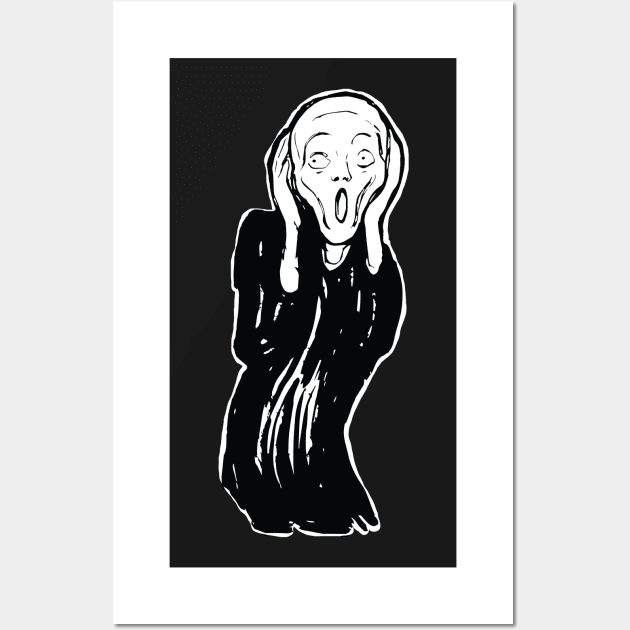 The Scream  minimalized Black and White Wall Art by pelagio